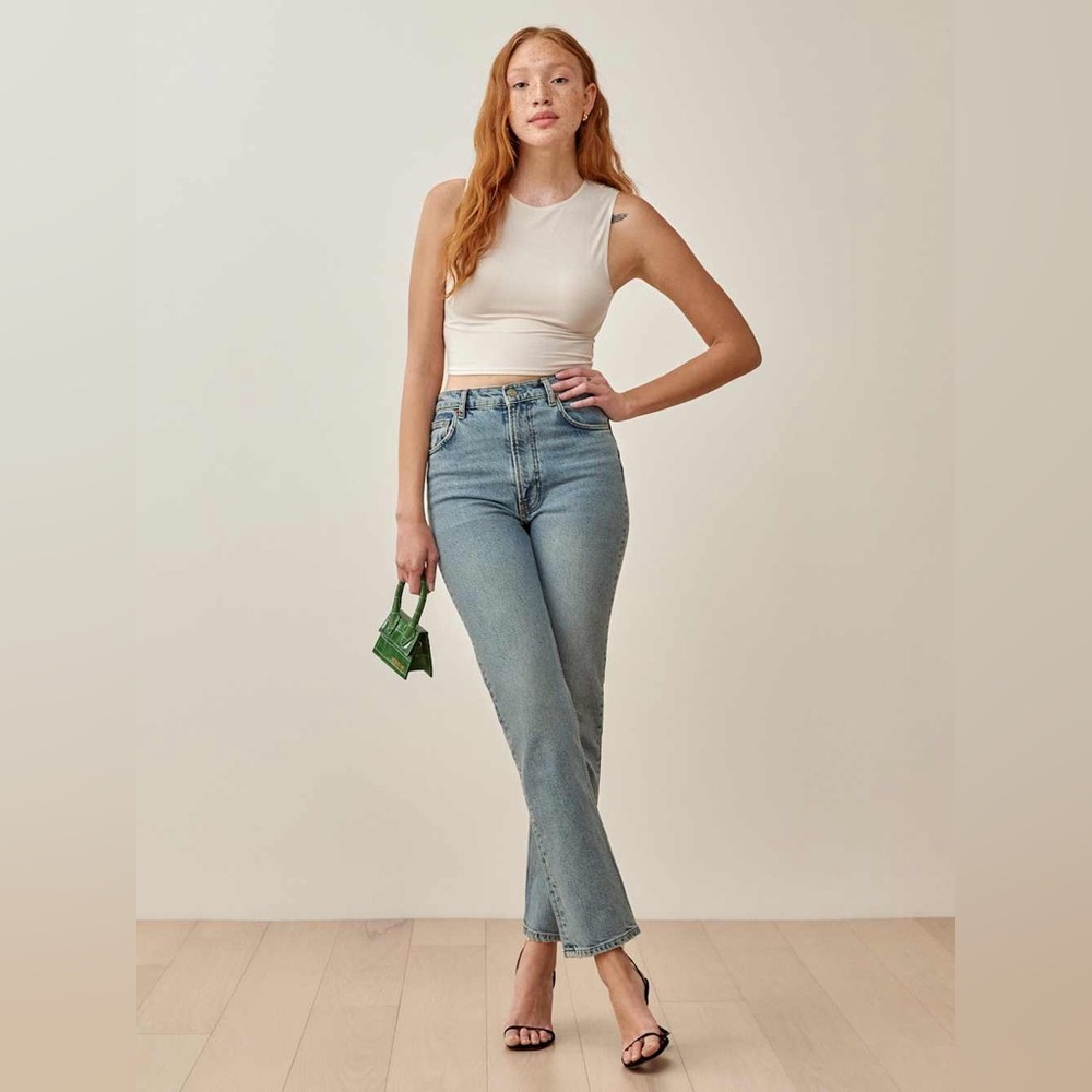 Reformation Liza High-Rise Light Blue Straight Jeans